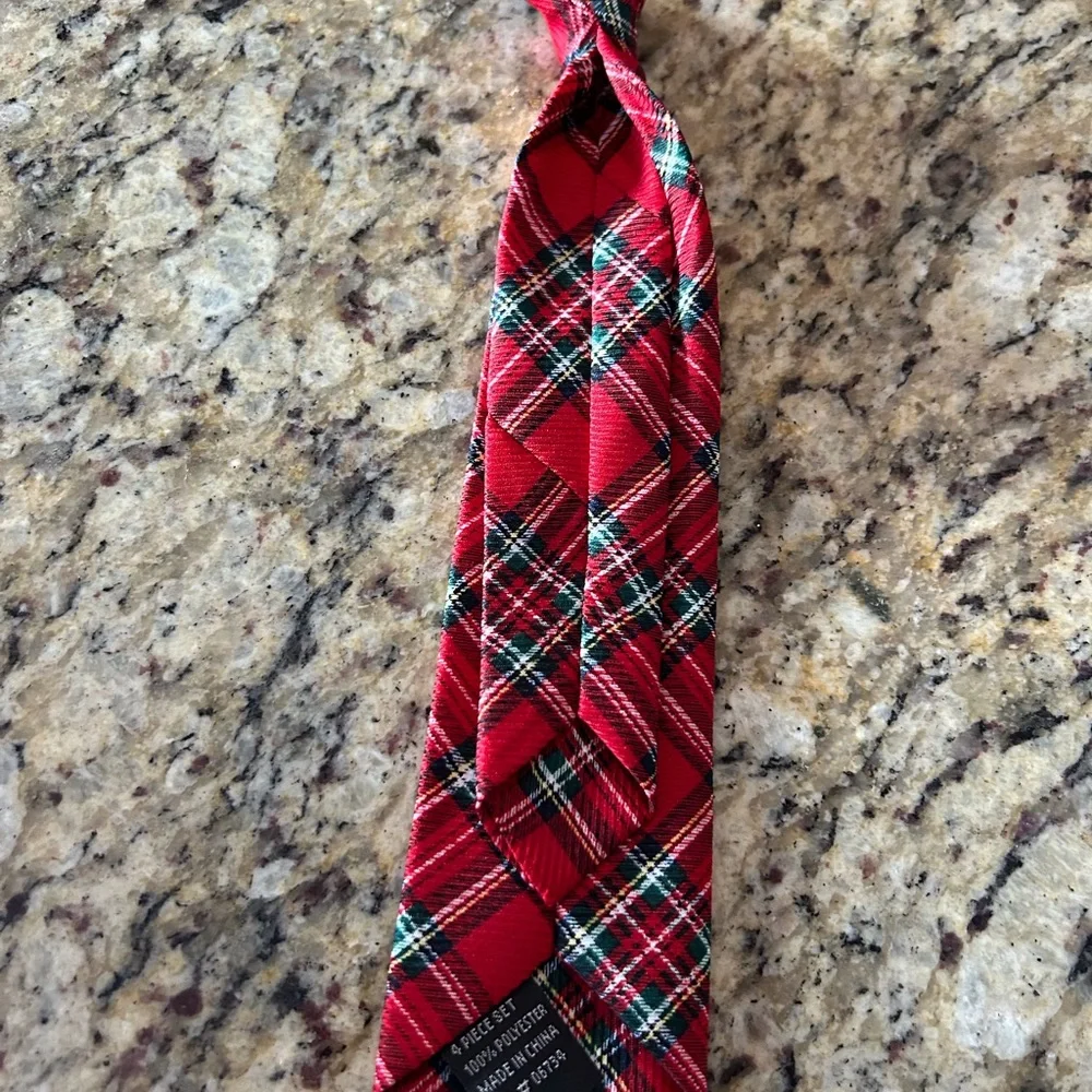 Boys Red Plaid Tie